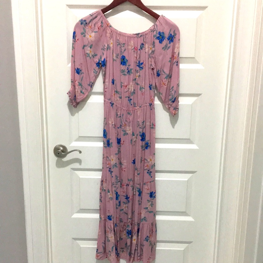 H&M Off the Shoulder Pink Floral dress Sz 2